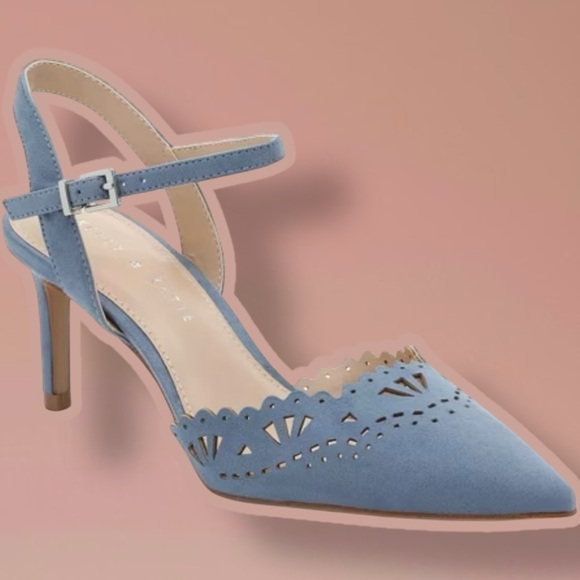 NWOT Kelly & Katie ‘Zabell’ Geometric Cutout Ankle Strap Pumps in Blue Size 11 - Picture 1 of 13